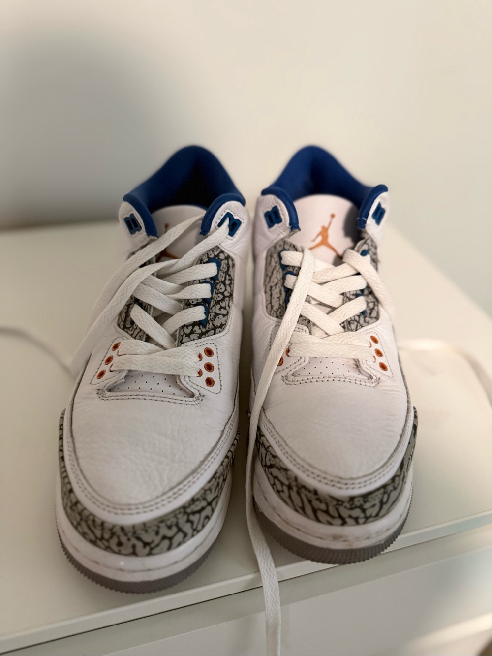 Jordan Kids White & Navy Retro Basketball Sneakers